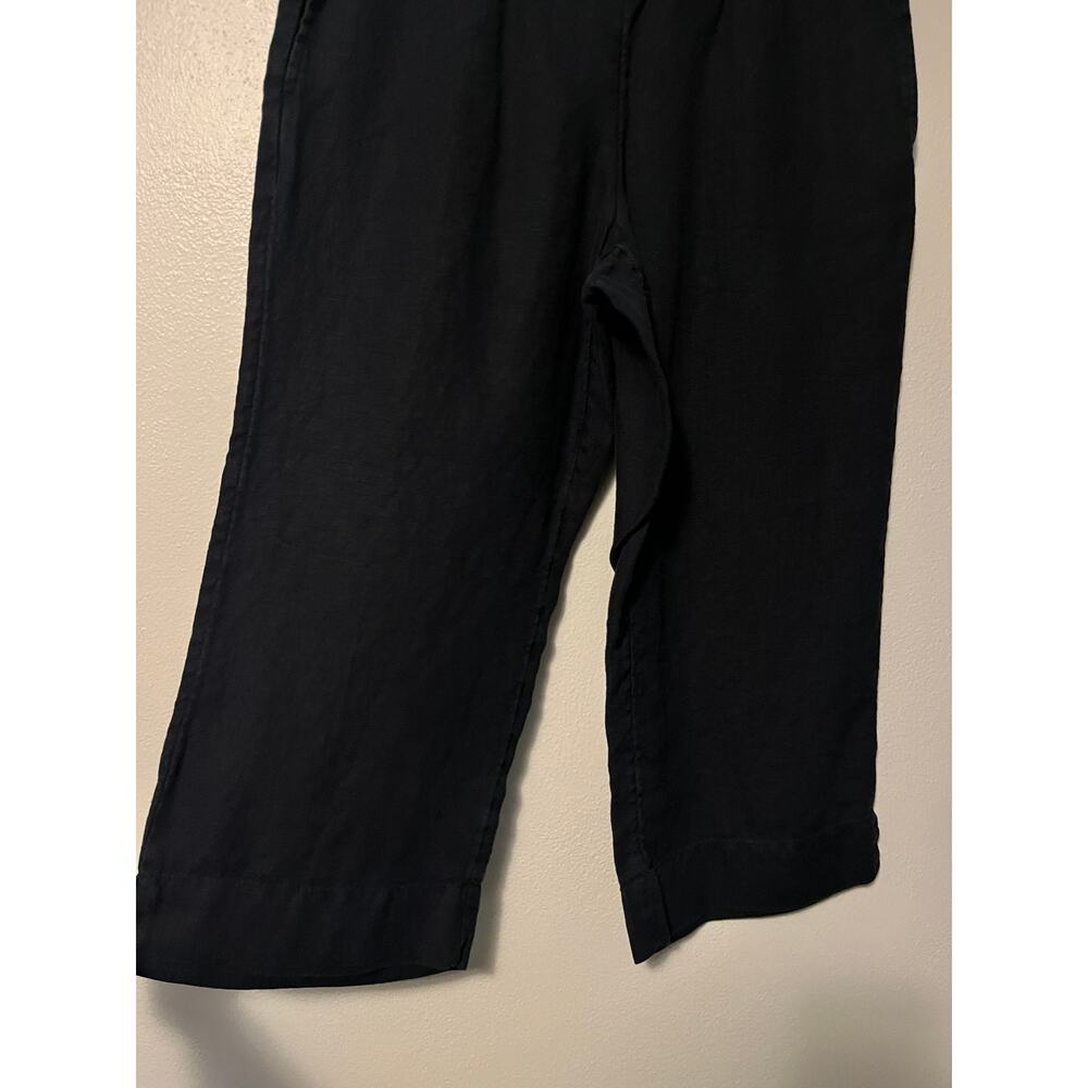 J Jill 100% Linen Stretch Crop Pants Women’s Small Petite Blue Pull-On Wide Leg - Picture 3 of 11